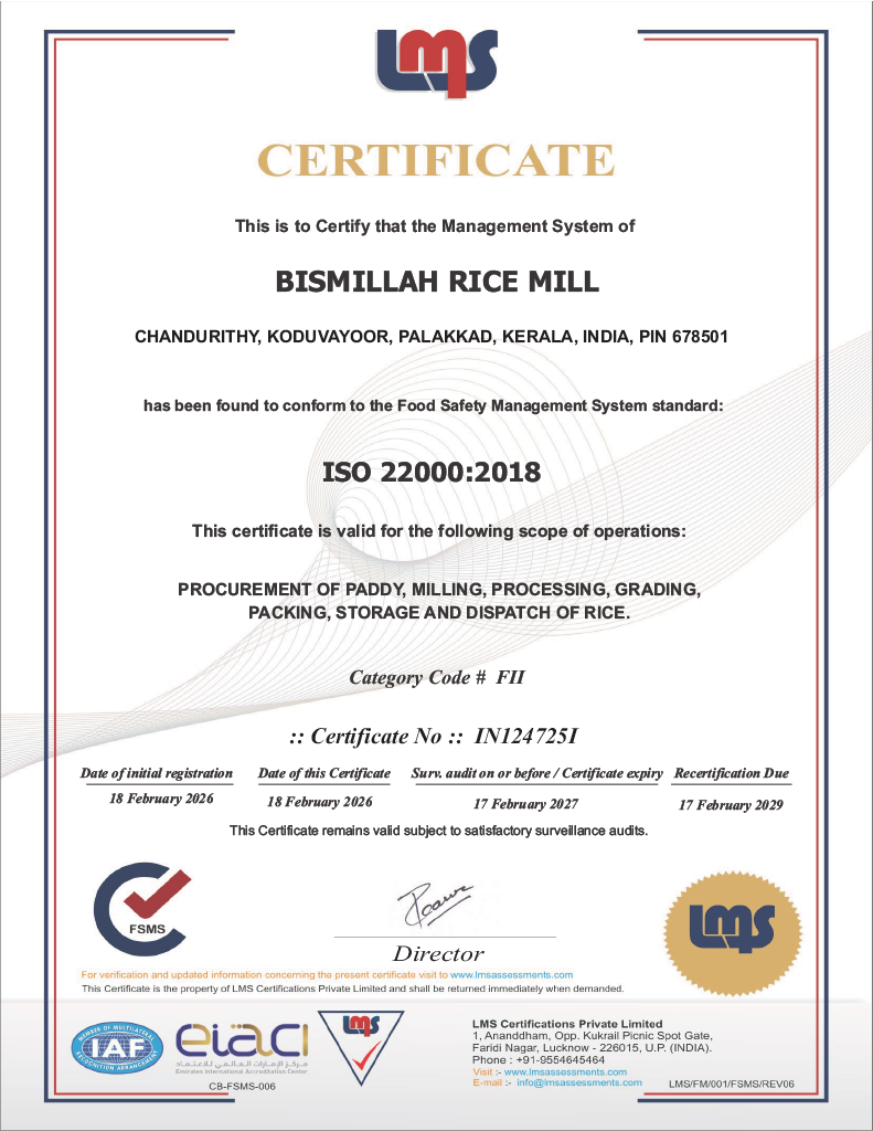 ISO 22000:2018 Food Safety Management System Certificate